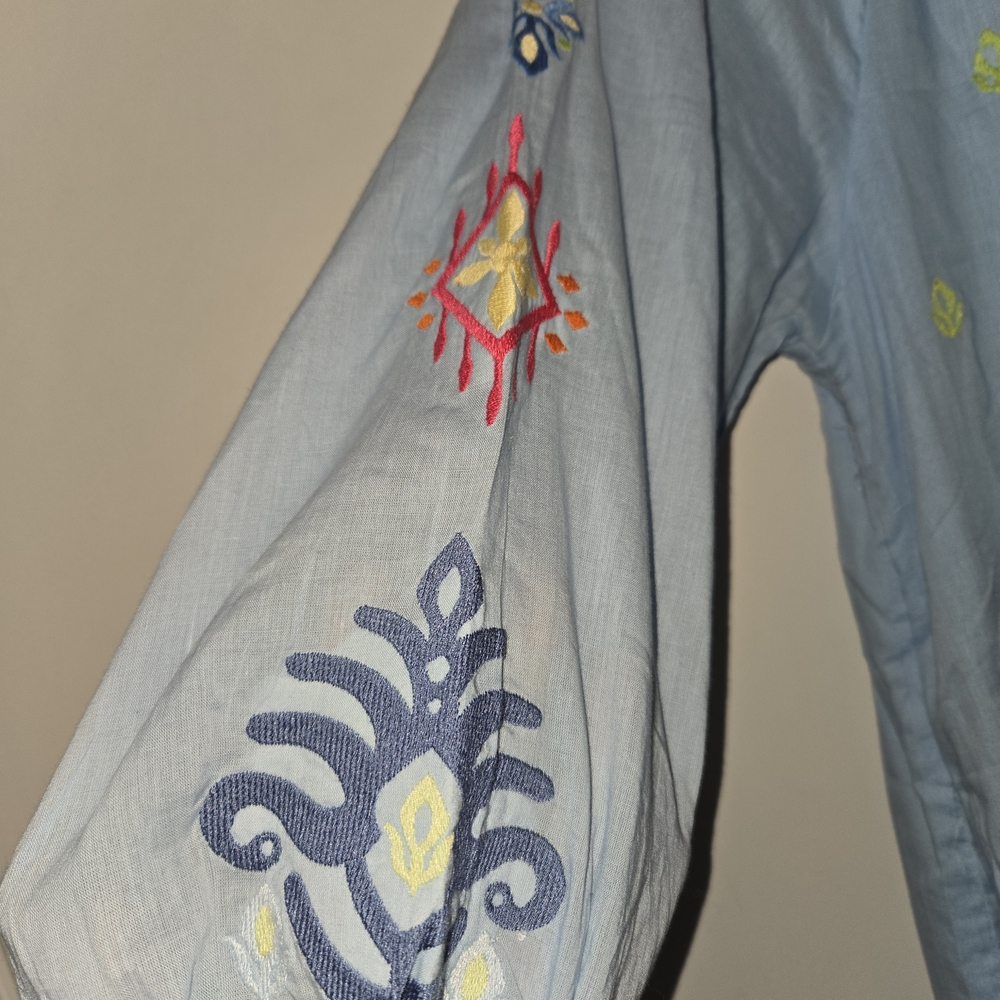 Chic Blue Embroidered Mini Dress - Picture 6 of 9